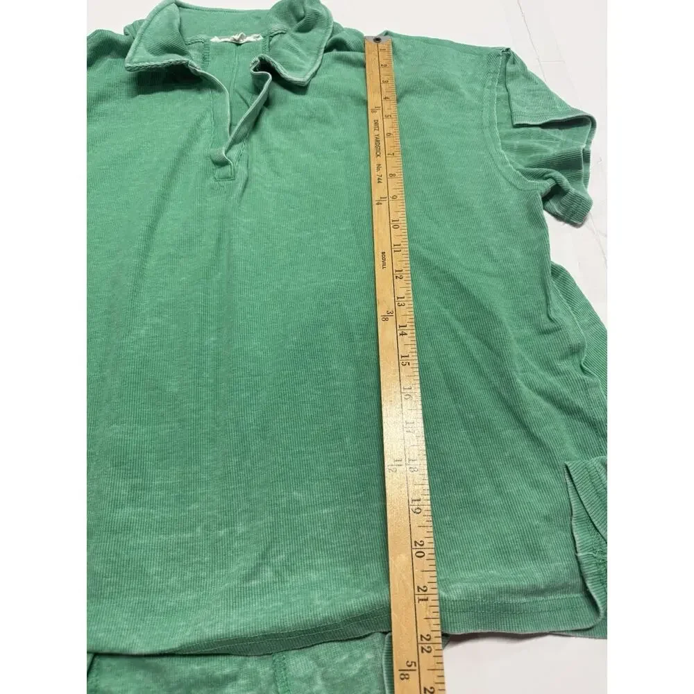Jane Delancey XL Plus Shirt Green Collared Pullover Short Sleeve Knit Tunic - Picture 2 of 8